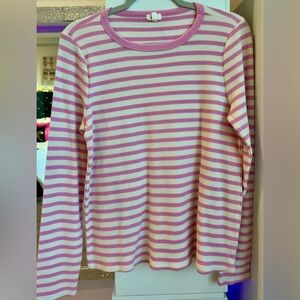 Aerie Pink and White Thermal Top